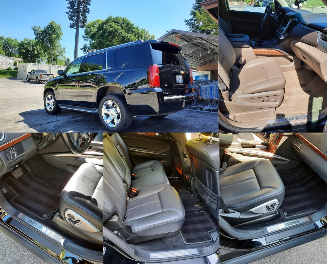 Detailed black Chevrolet Tahoe interior and exterior after mobile detailing